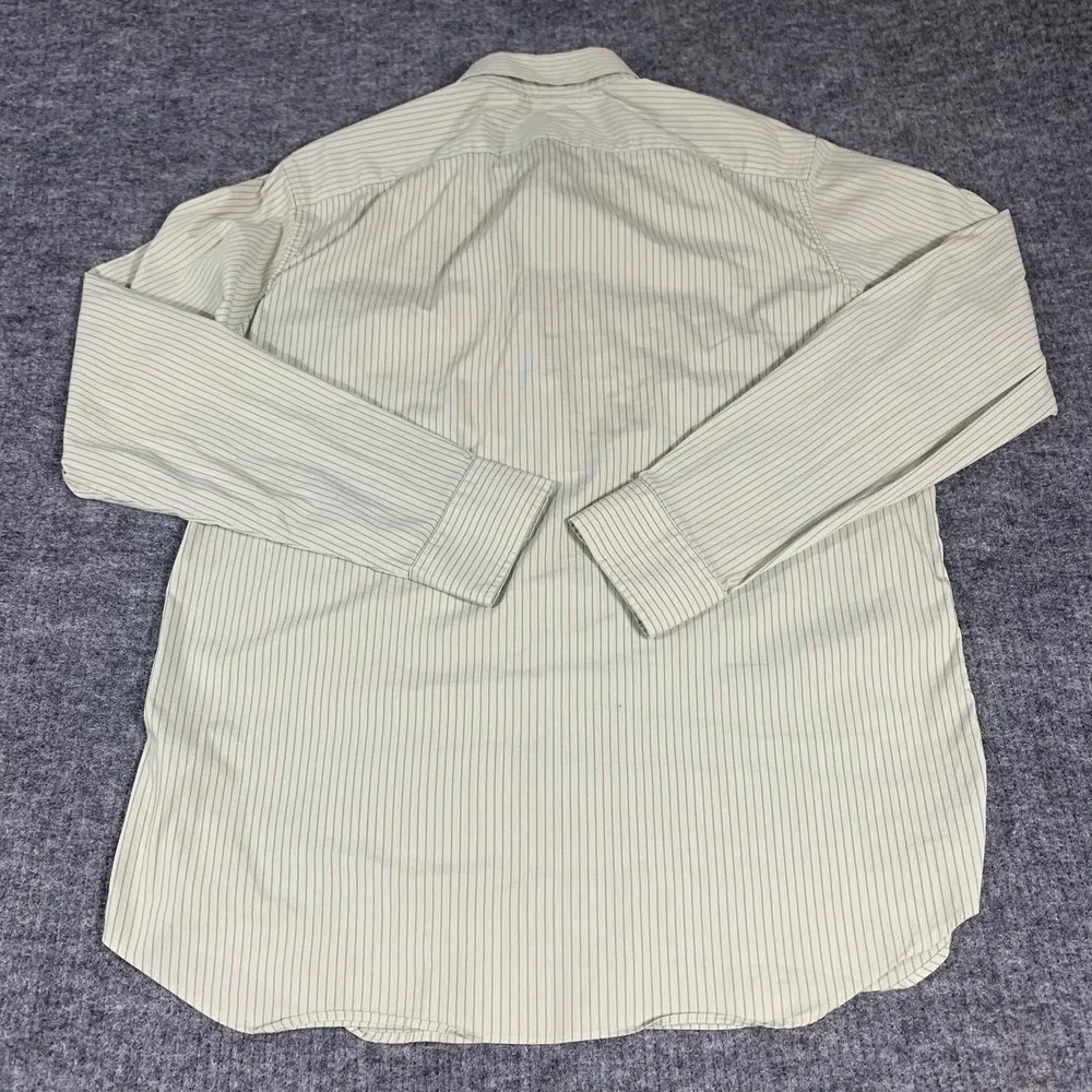 Banana Republic Shirt Mens Large Green Pinstripe Slim Fit Button Up Long Sleeve